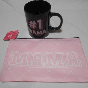 NEW Mother's Day Lot # 1 Mama Coffee Cup Mug 16oz. & Pink Zipper make-up Bag 🎁
